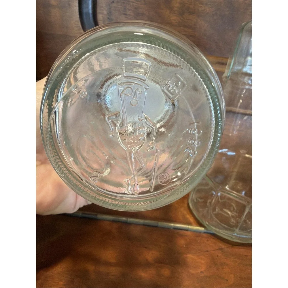 2 Vintage Planters Peanuts Glass Jars 1978 & 1982 With Glass Lids 81/2